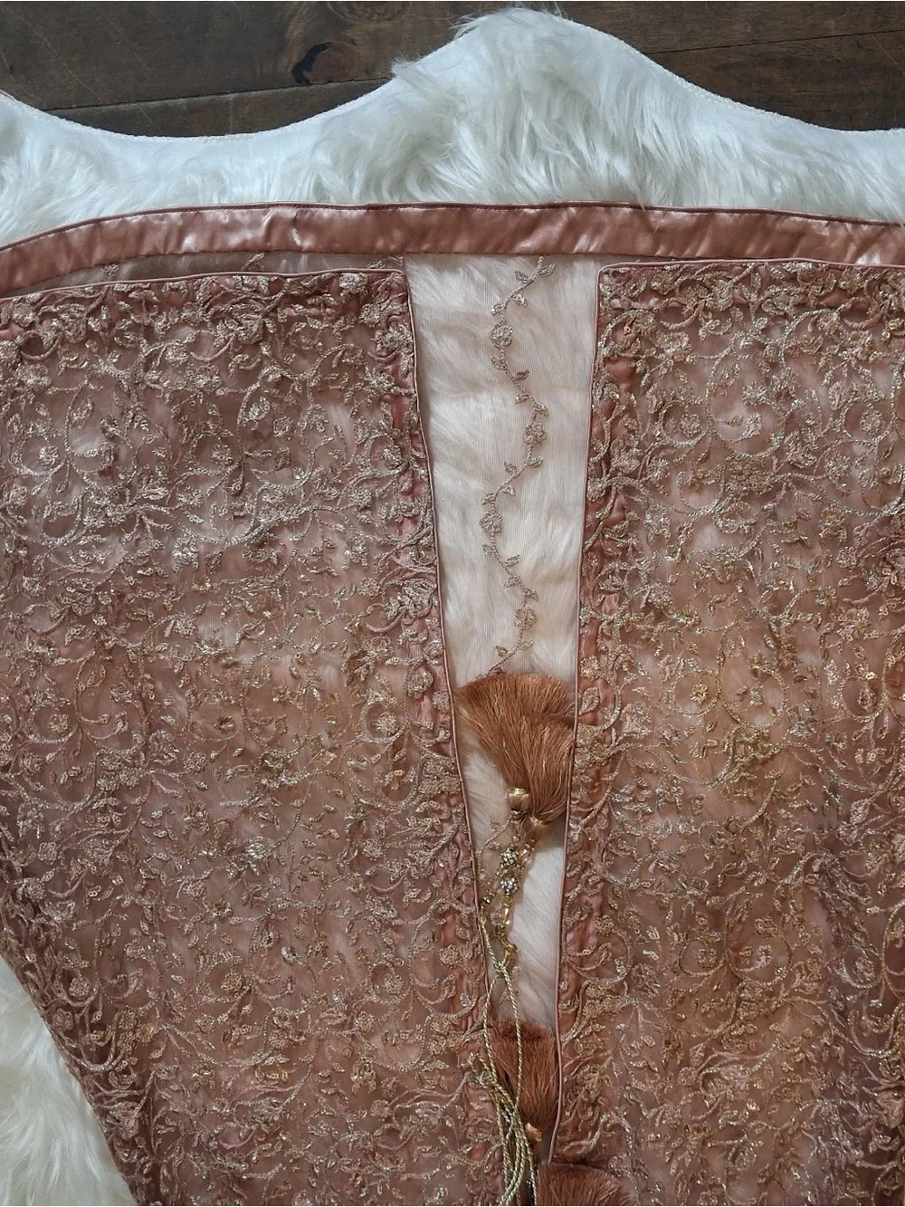 Embellished Mauve Lace Overlay Dress - Picture 3 of 10